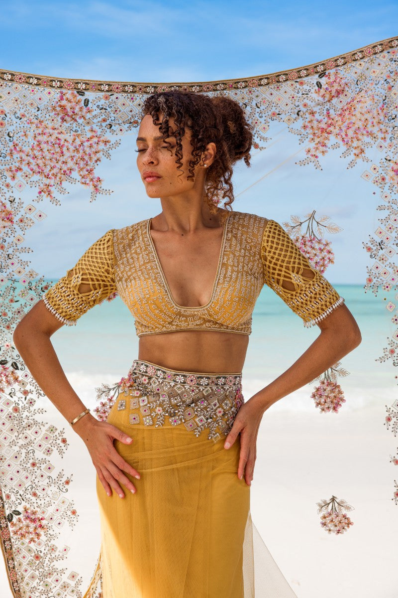 Embroidered Poem Sari