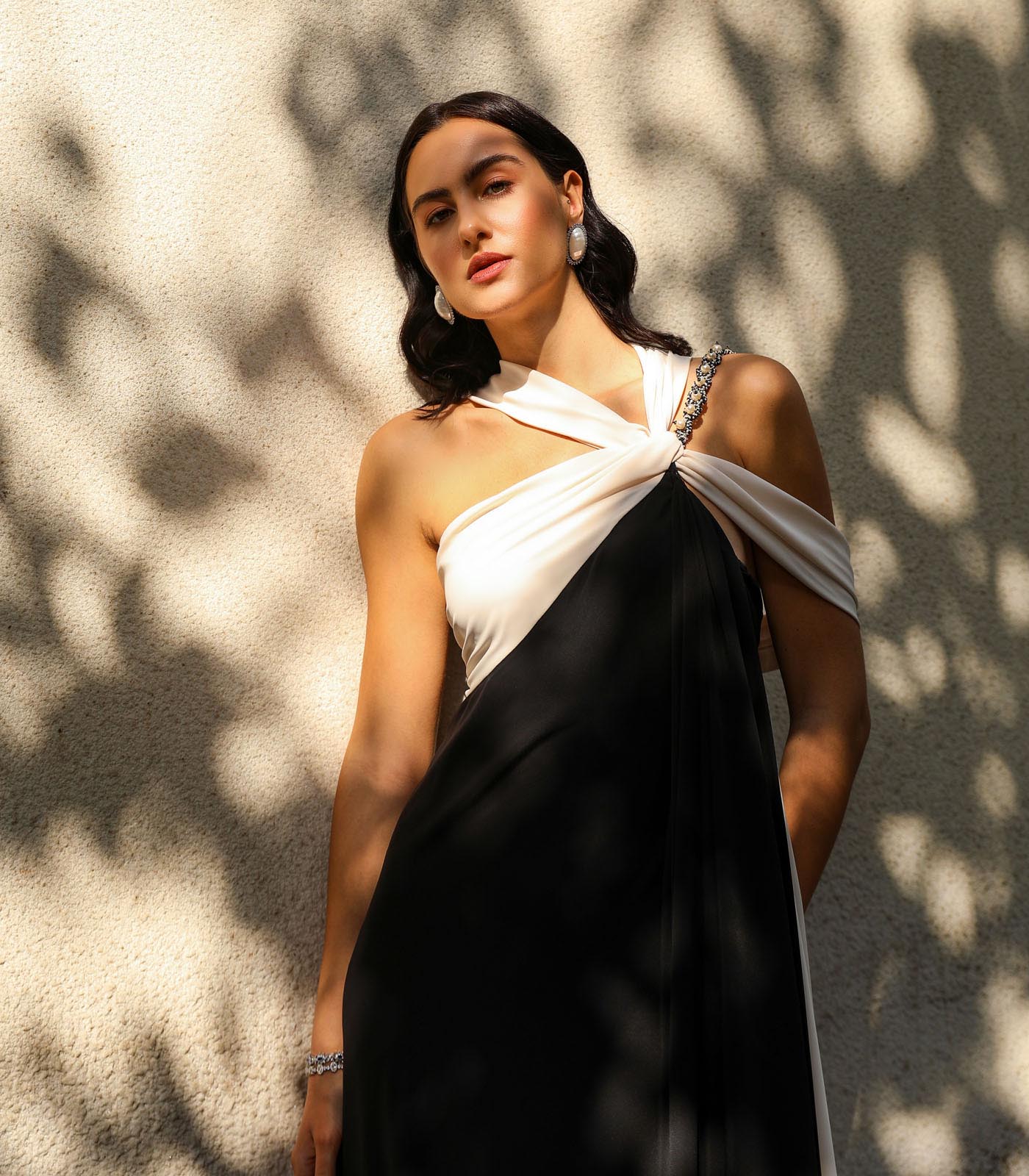 Knotted Strap Drape Gown