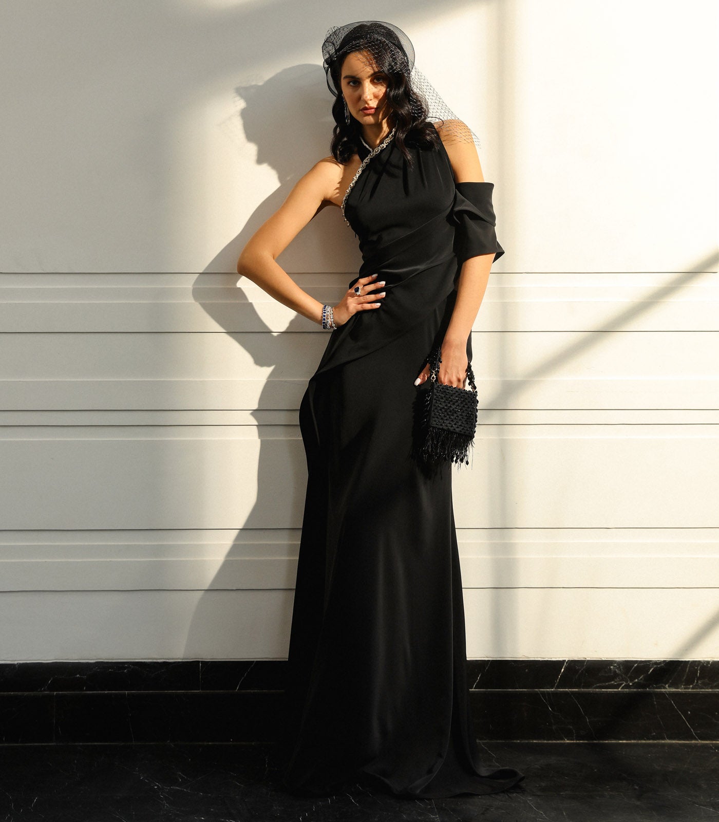 Cross Halter Draped Gown