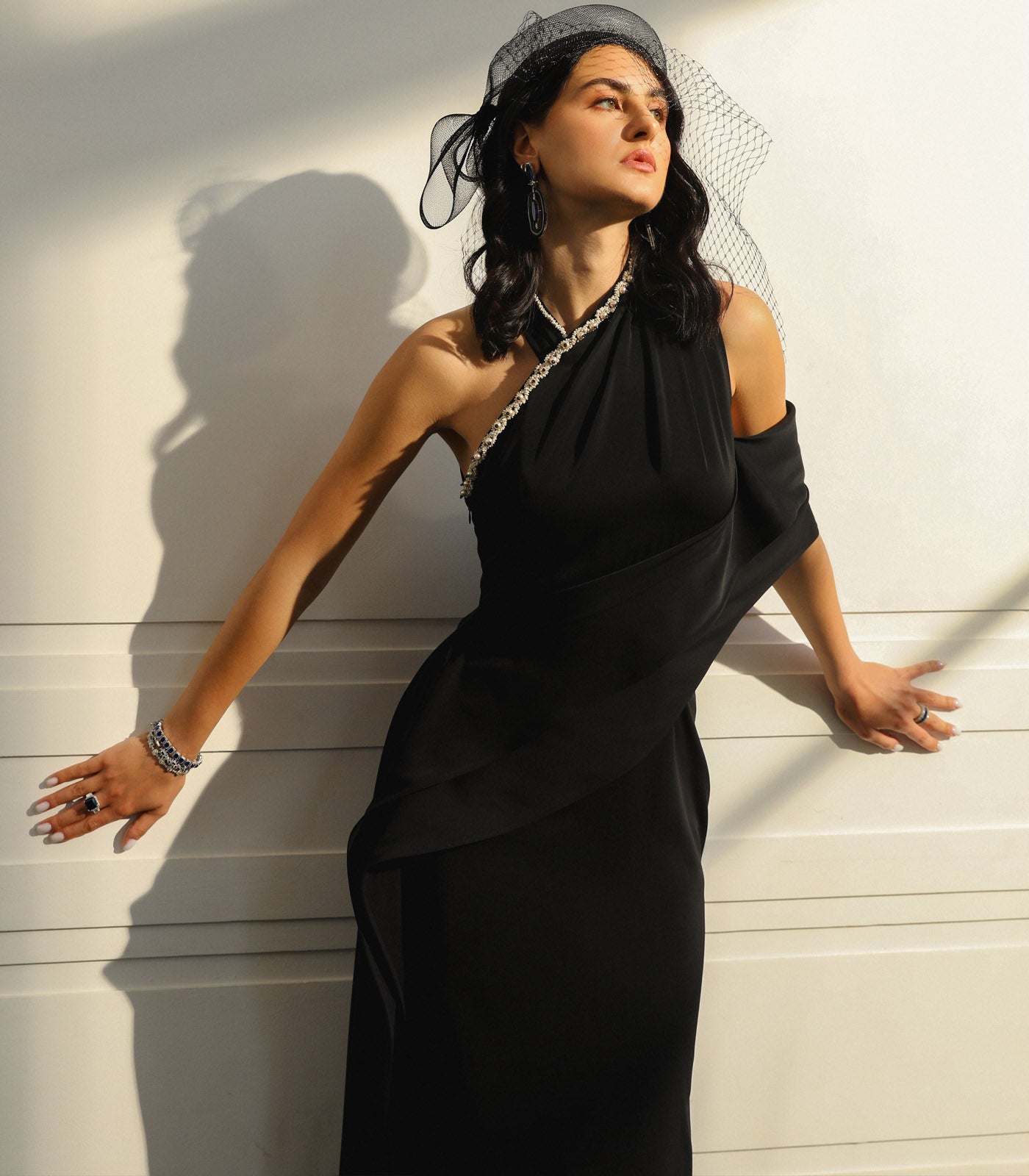 Cross Halter Draped Gown