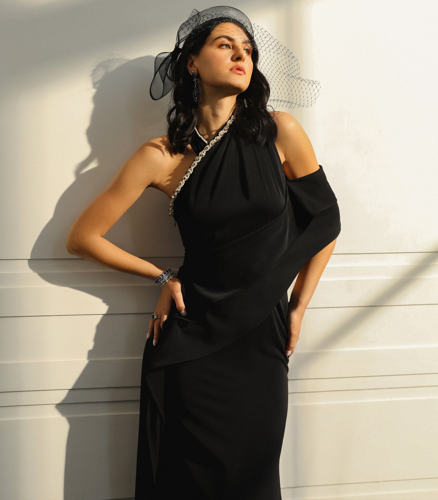 Cross Halter Draped Gown