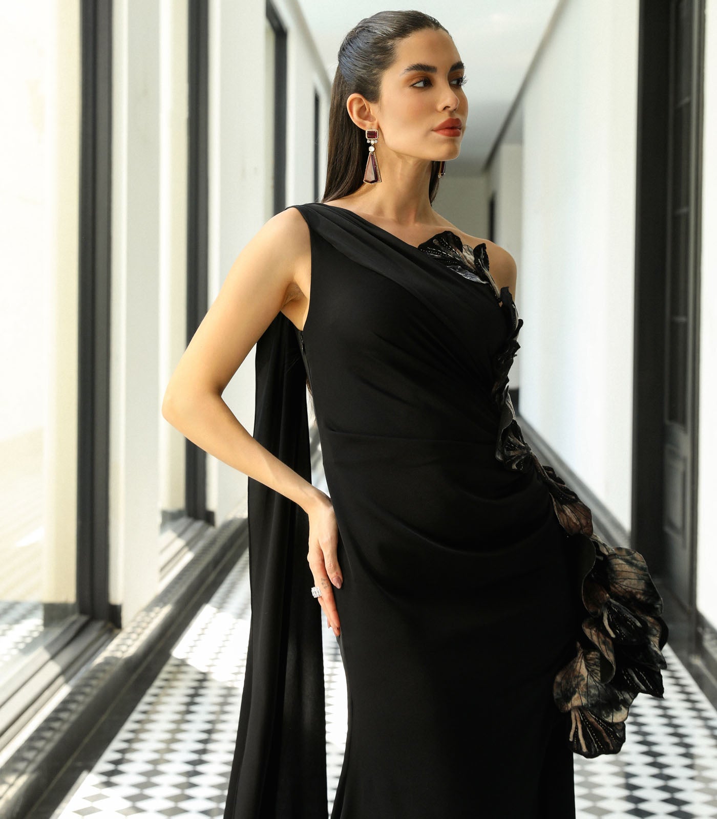 High Slit Draped Gown