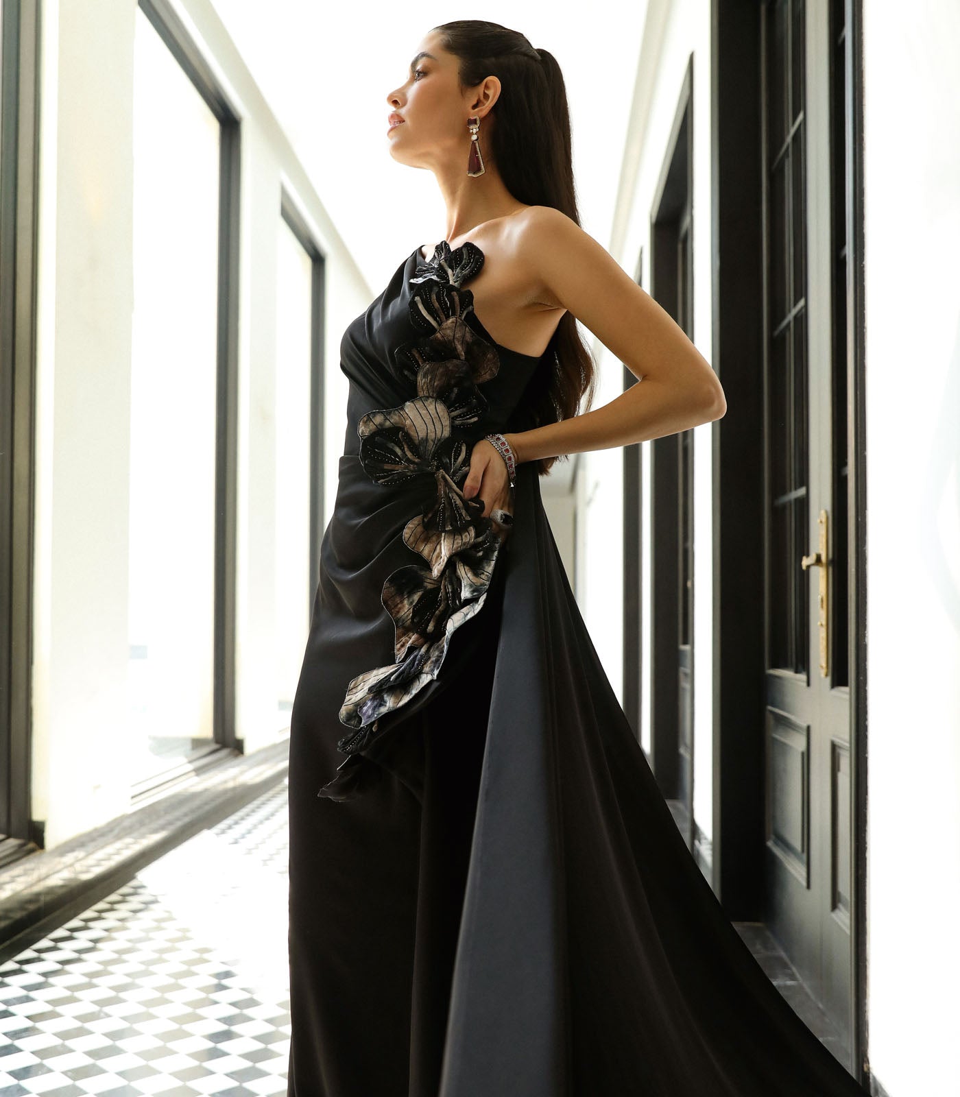 High Slit Draped Gown