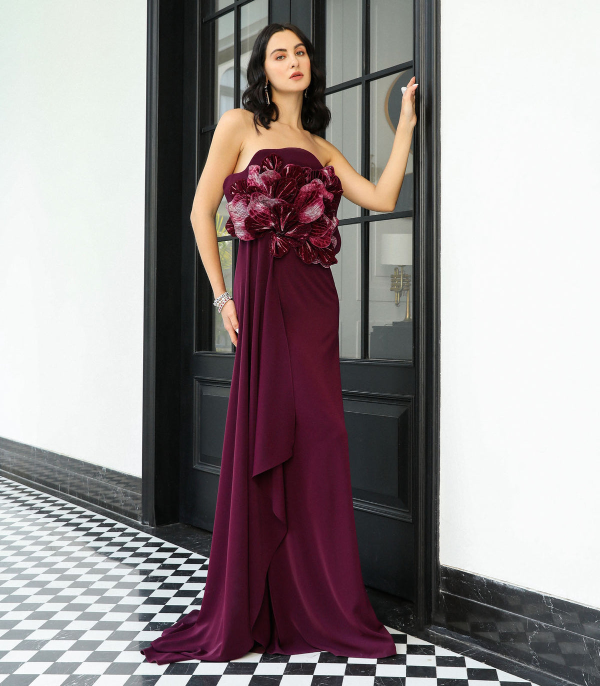 Off Shoulder Sheath Gown – Supria Munjal