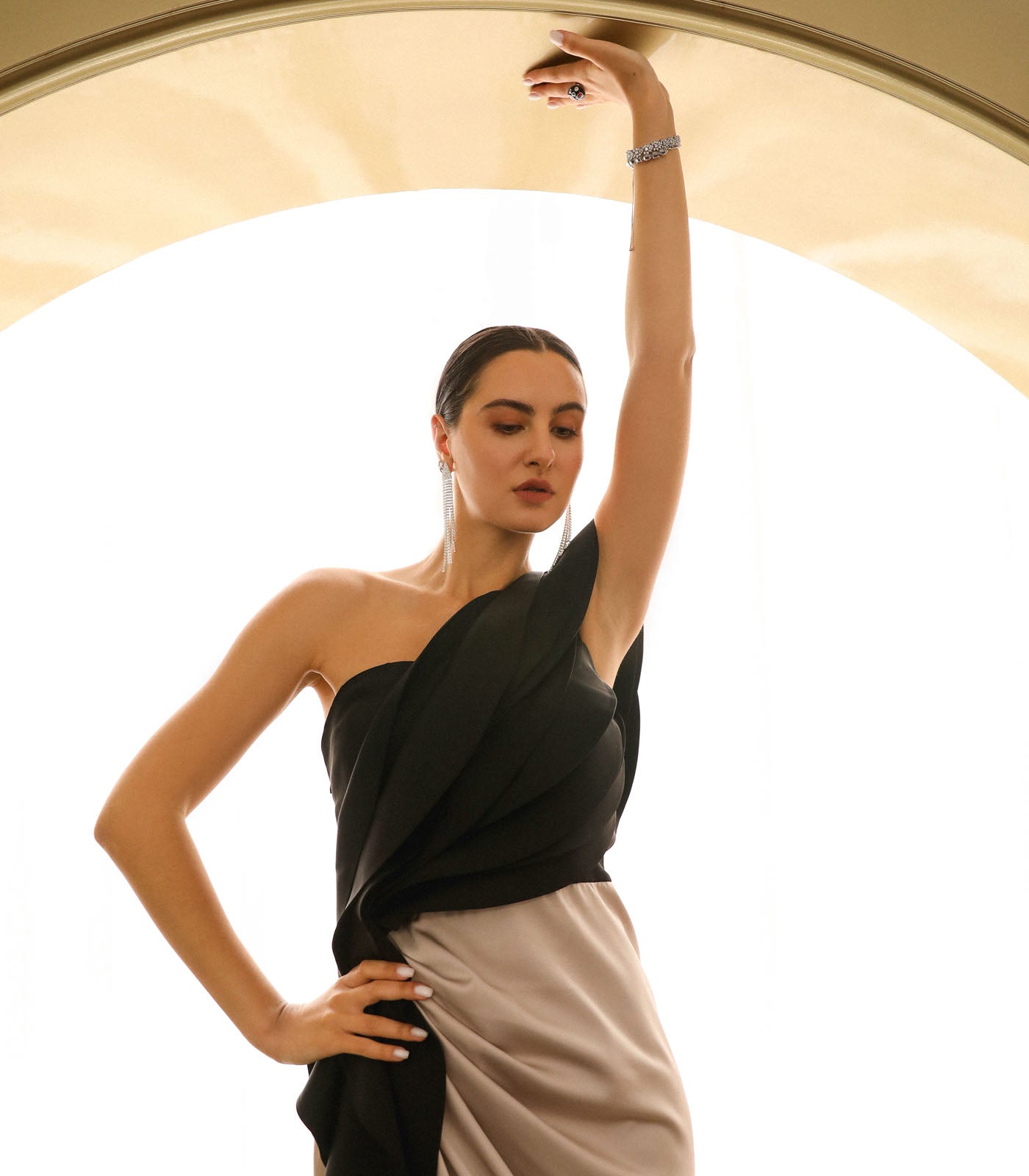 Cowl Skirt Draped Gown