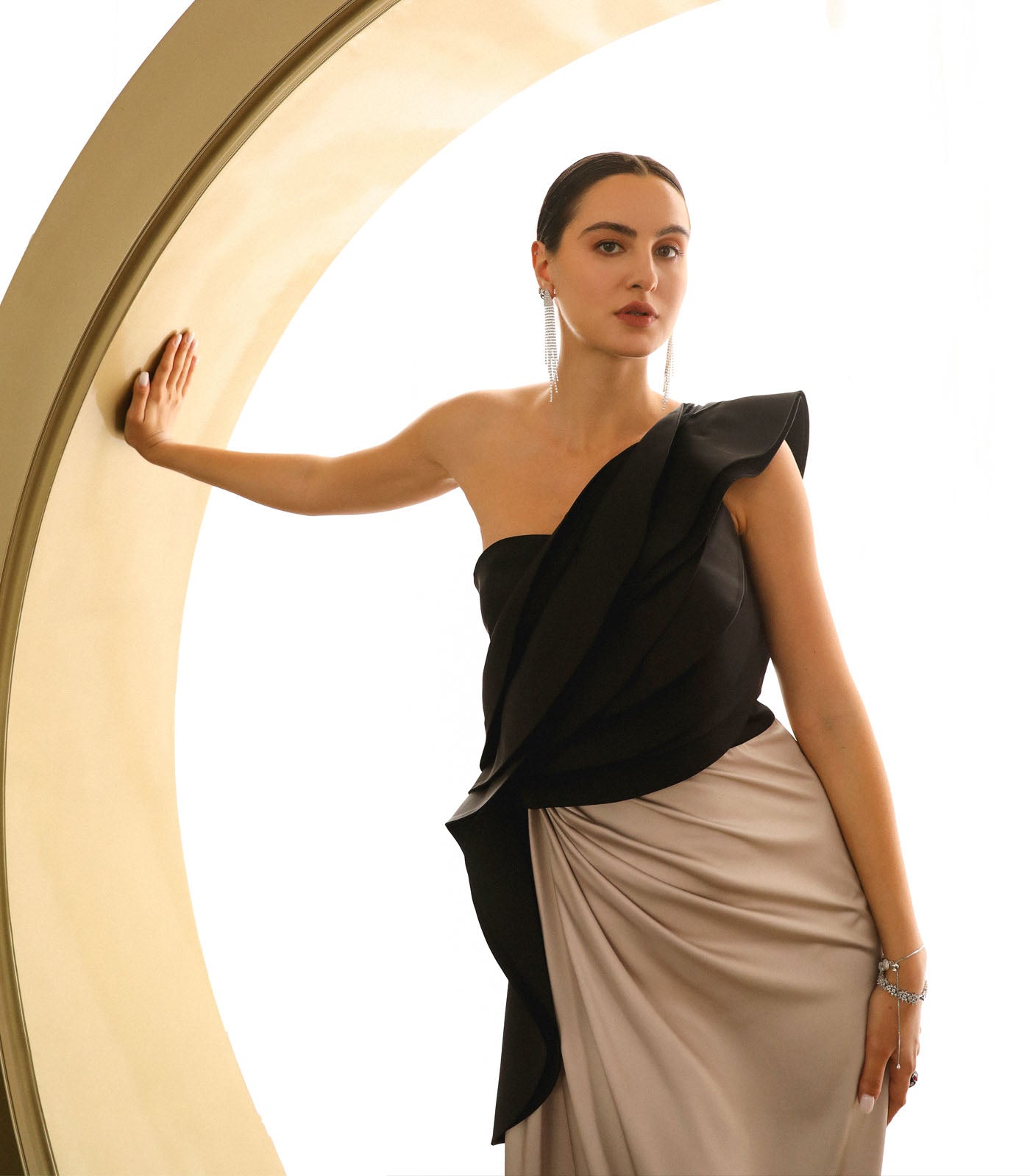 Cowl Skirt Draped Gown