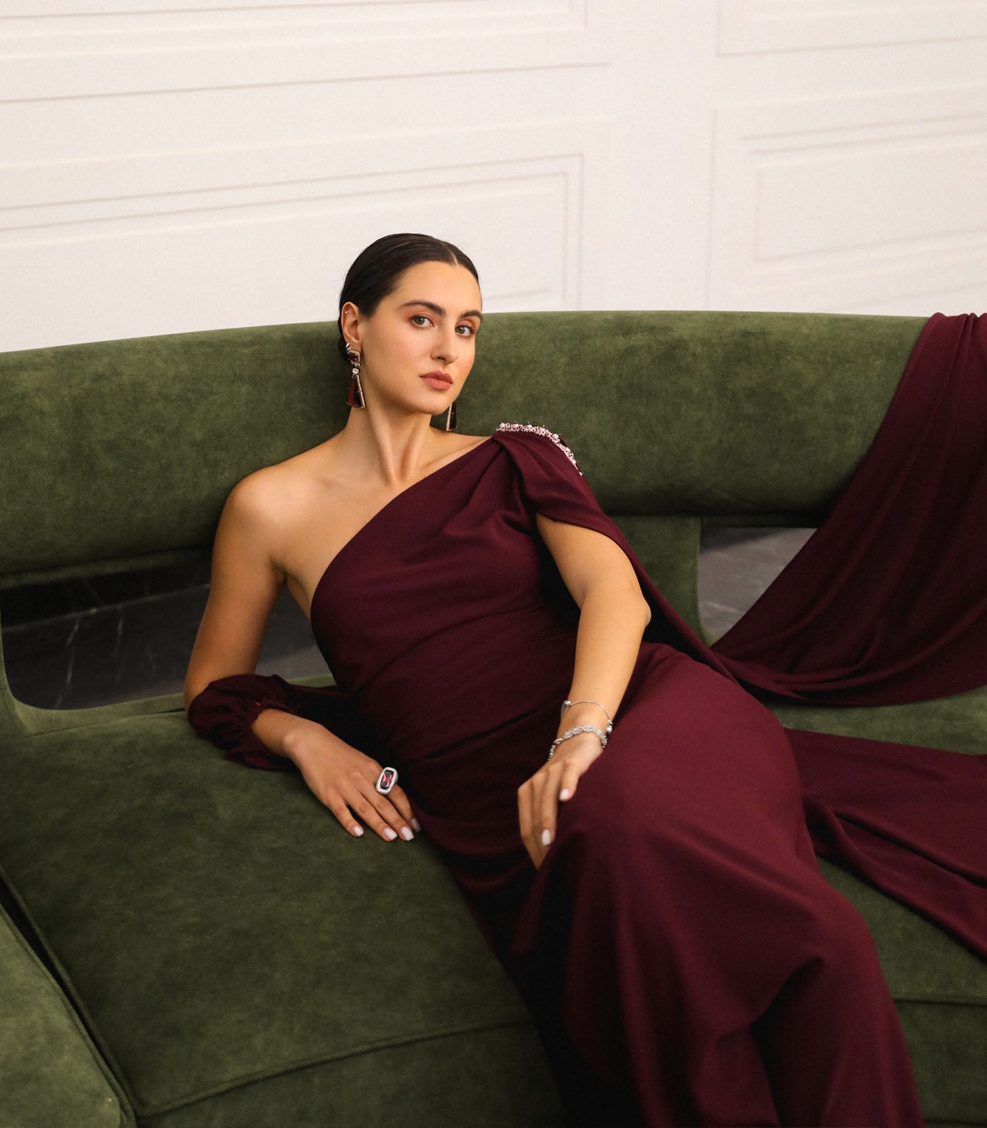 One Shoulder Draped Gown