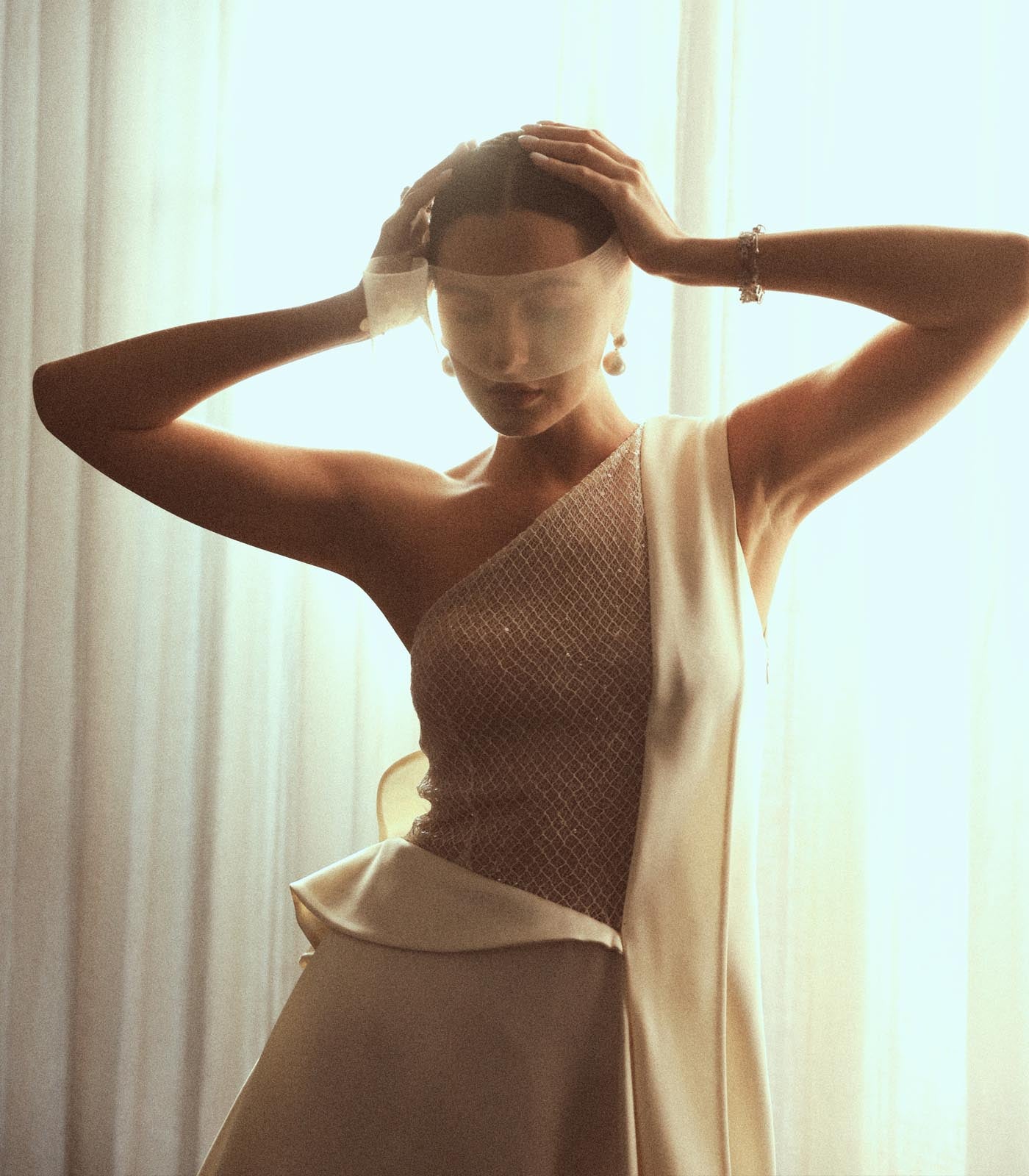 Layered Drape Evening Gown