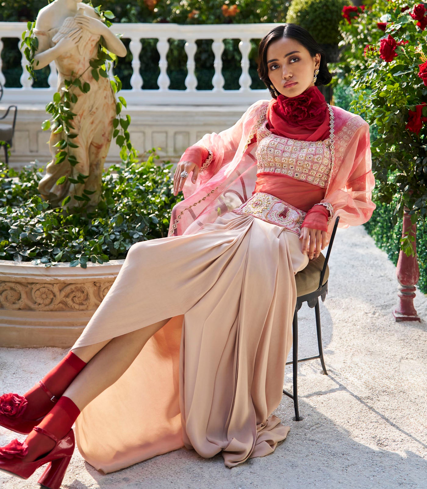 Drape Skirt Cape Set