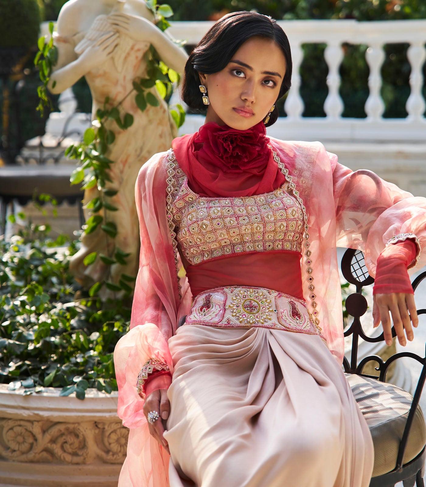 Drape Skirt Cape Set