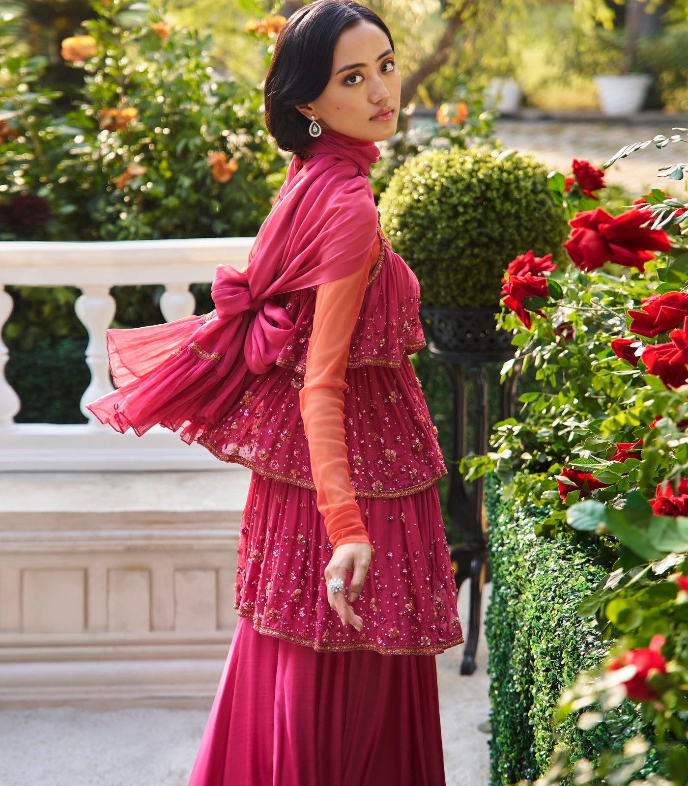 Tiered  Kurta And Sharara Set