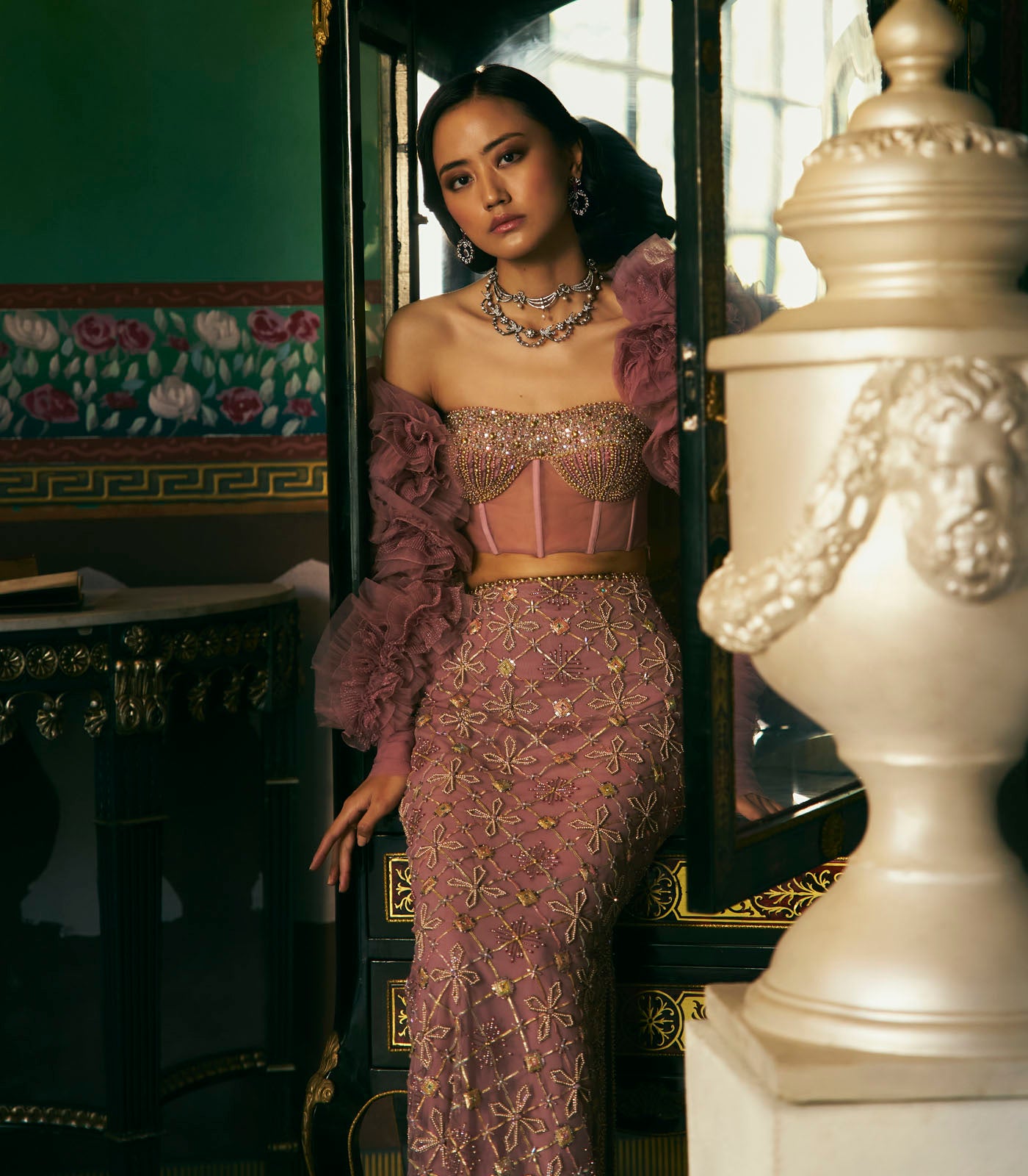 Sheer Corset Skirt Set