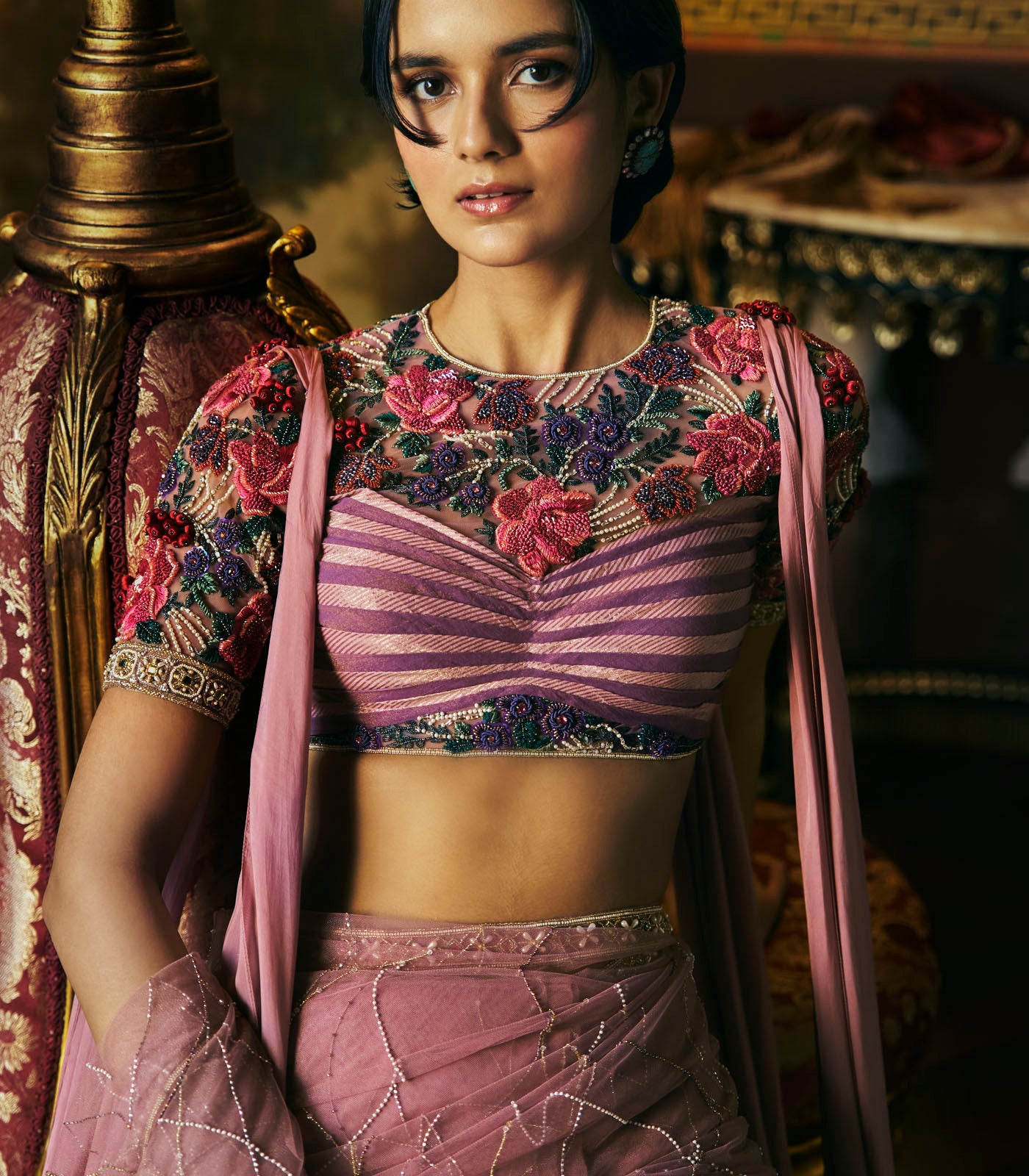 Sheer Embellished Tulle Saree