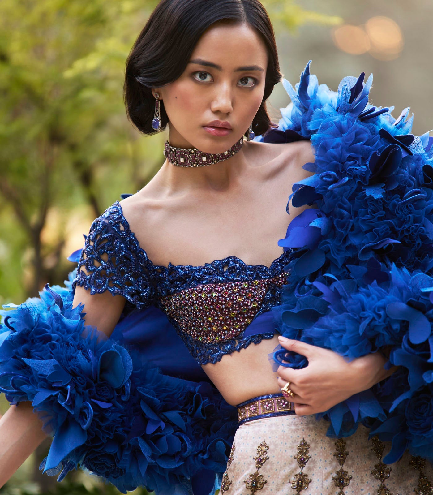 Multicolor Embellished Lehenga Set