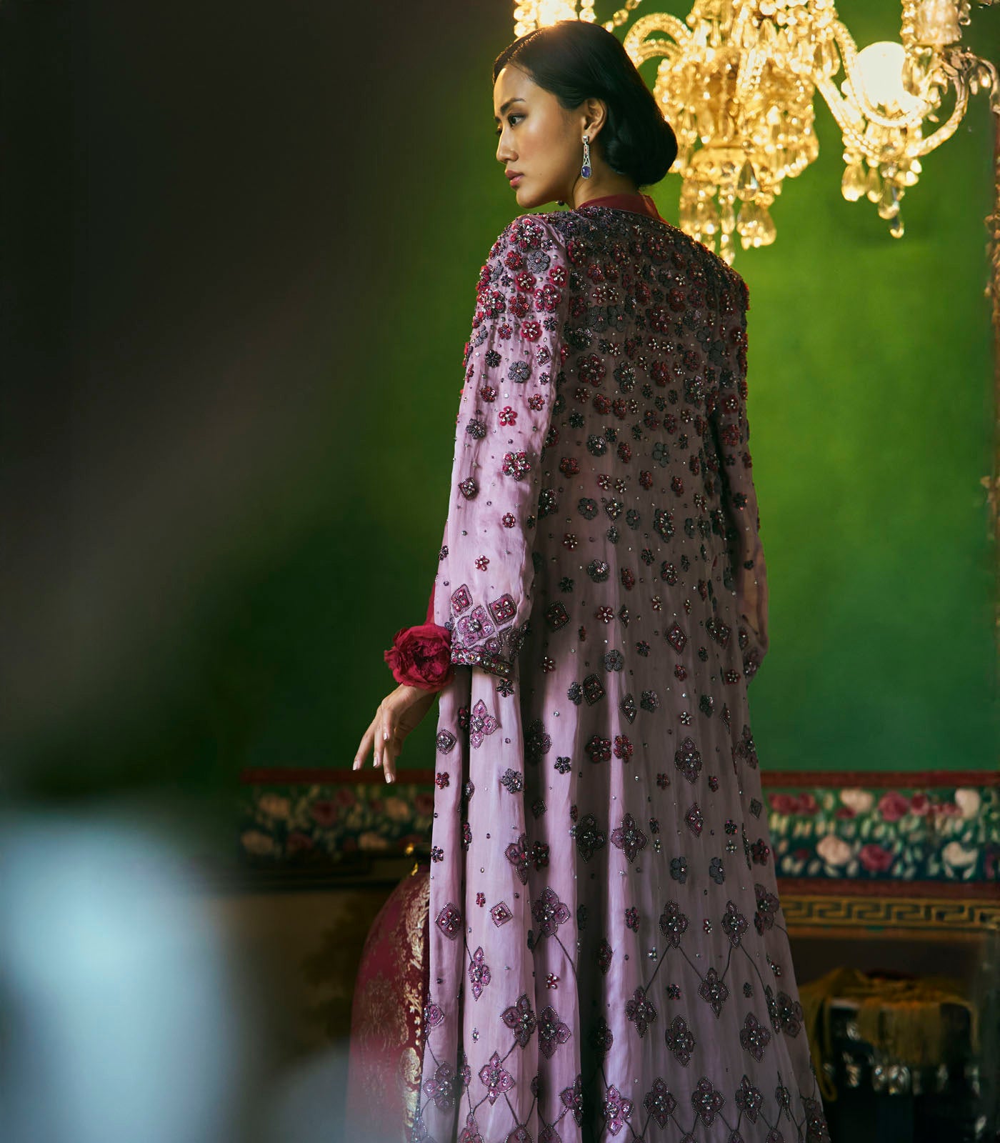 Long Jacket Saree Set