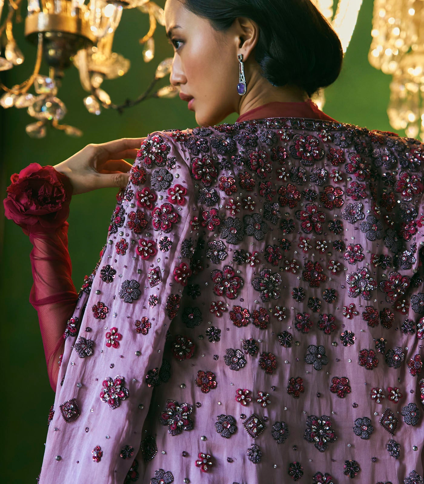 Long Jacket Saree Set