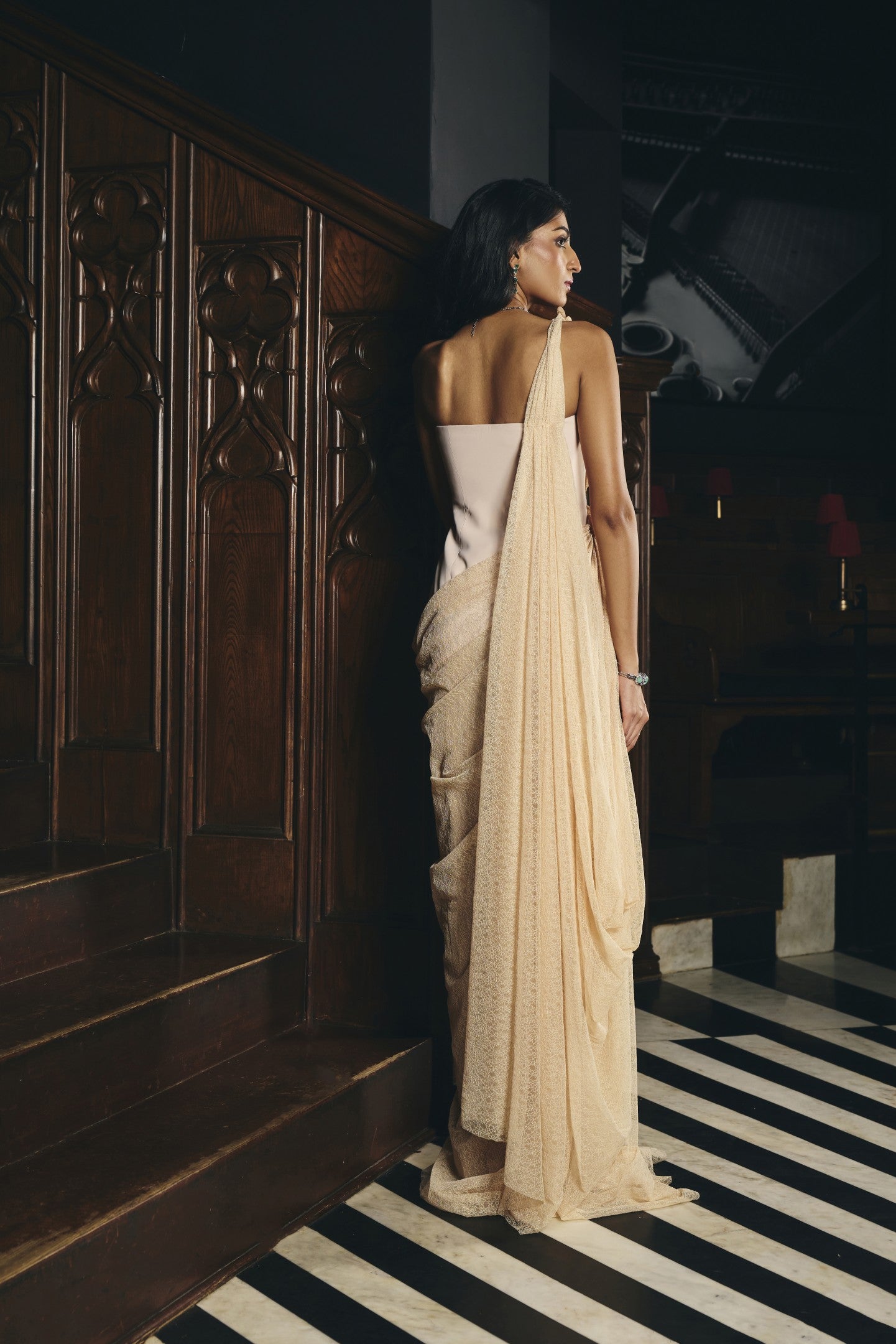 One shoulder petal gown