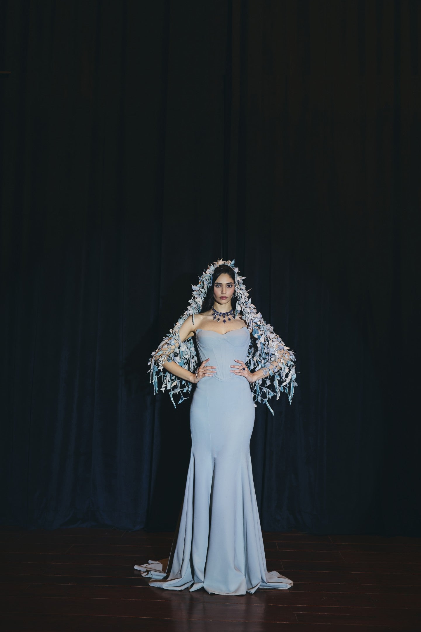 Strapless Cape Gown