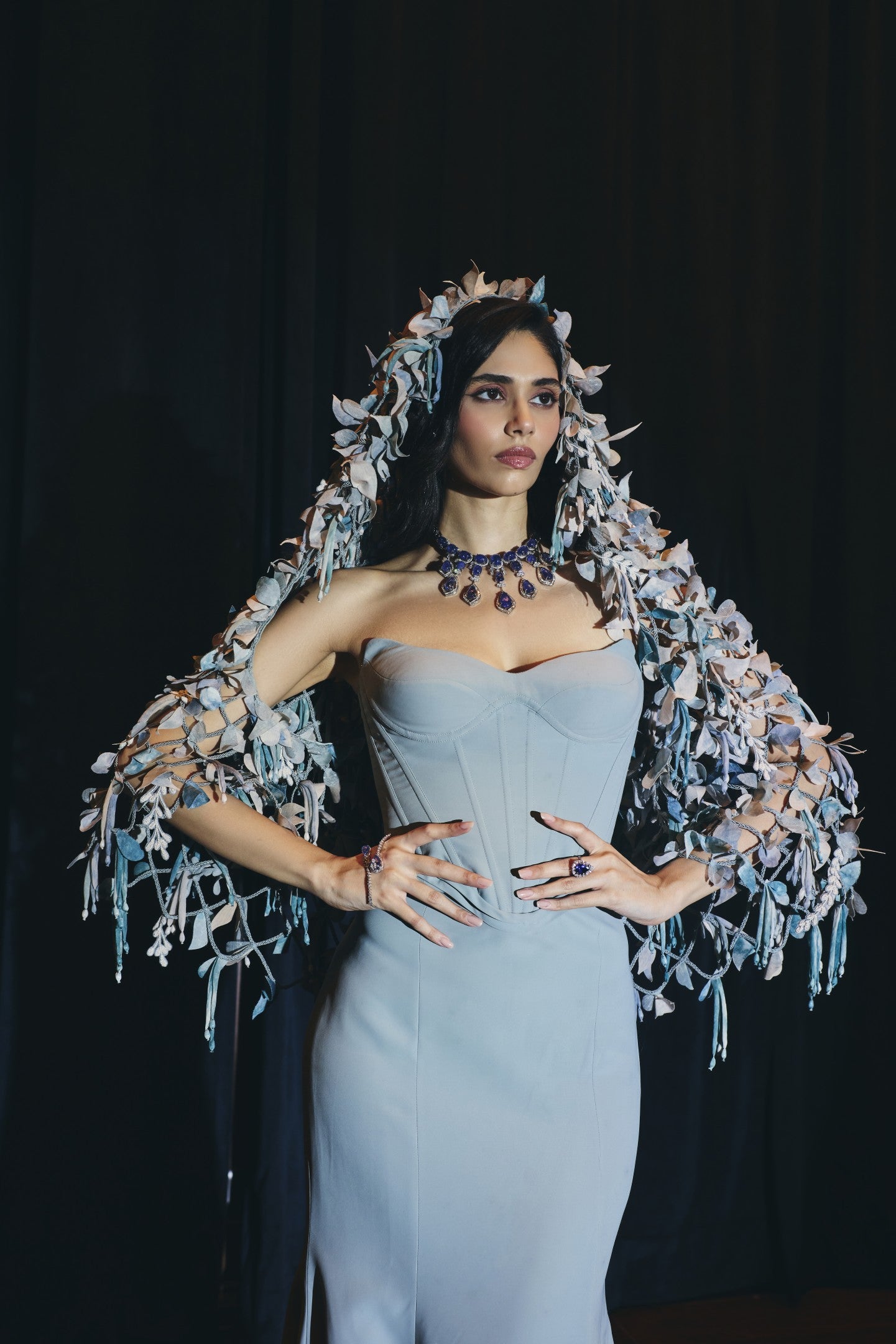 Strapless Cape Gown