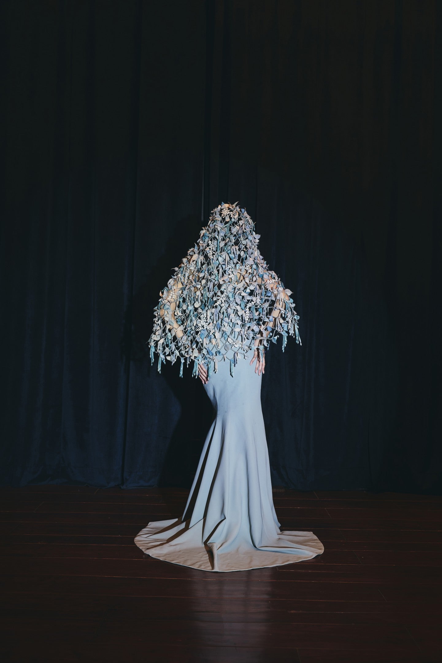 Strapless Cape Gown