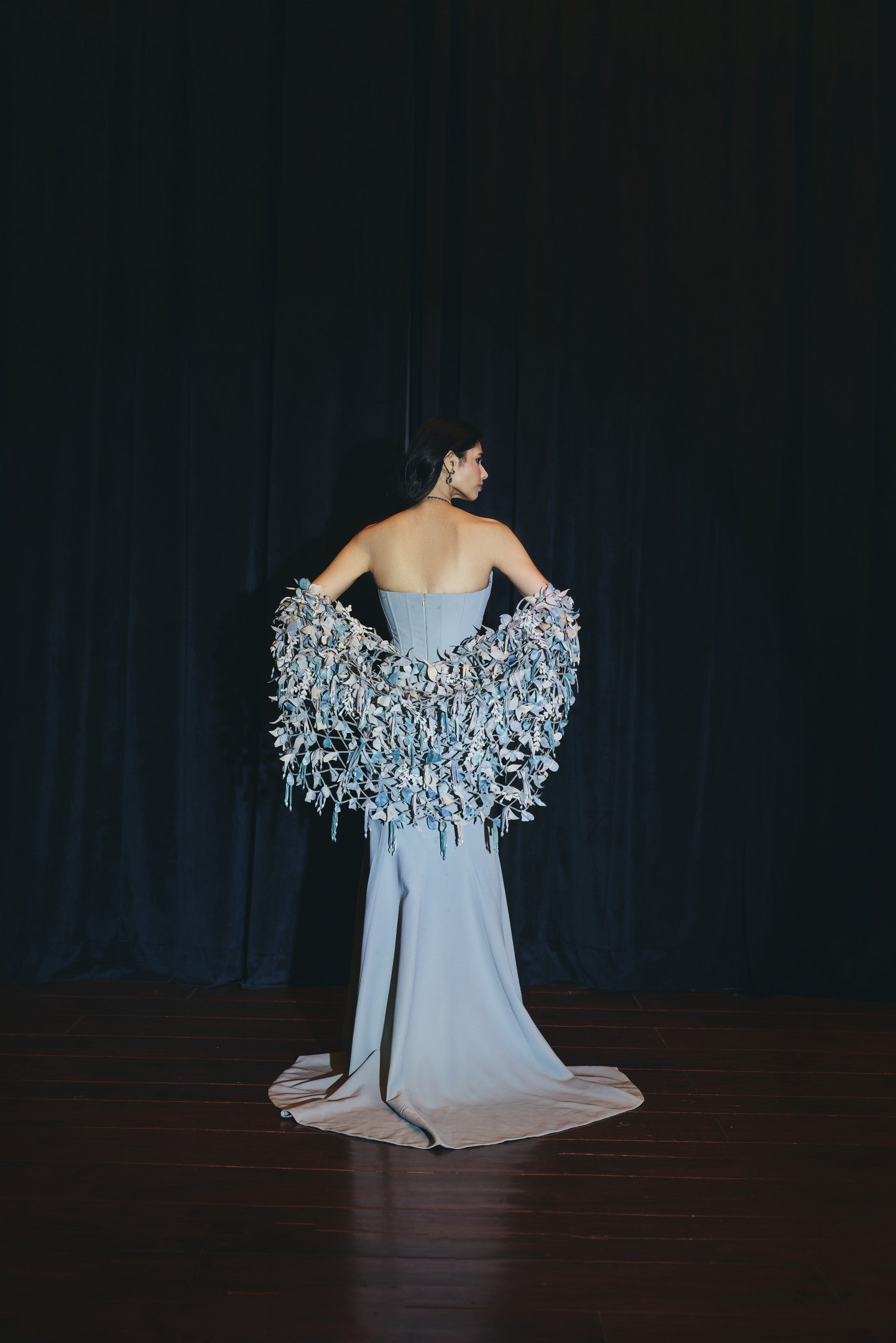 Strapless Cape Gown
