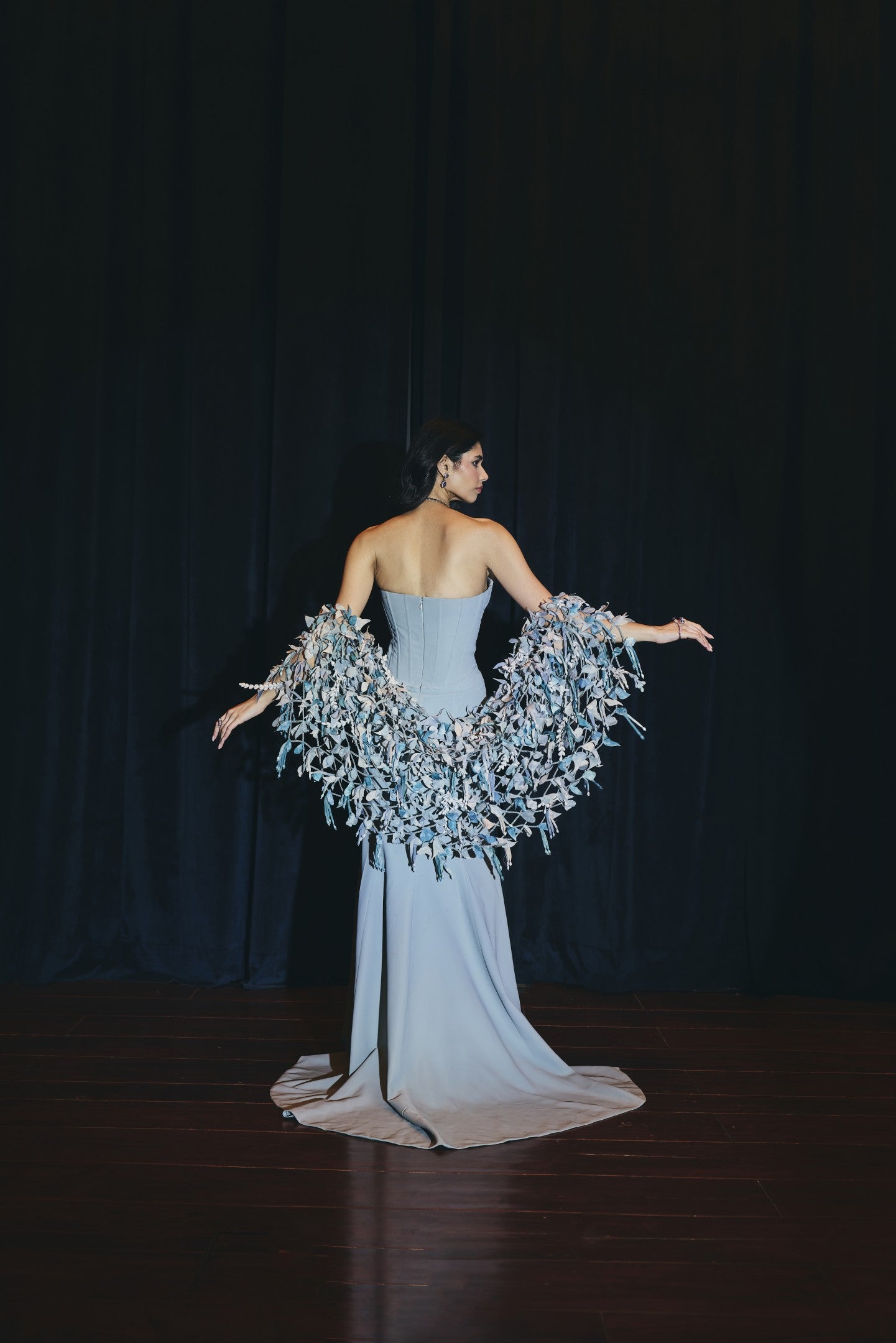 Strapless Cape Gown