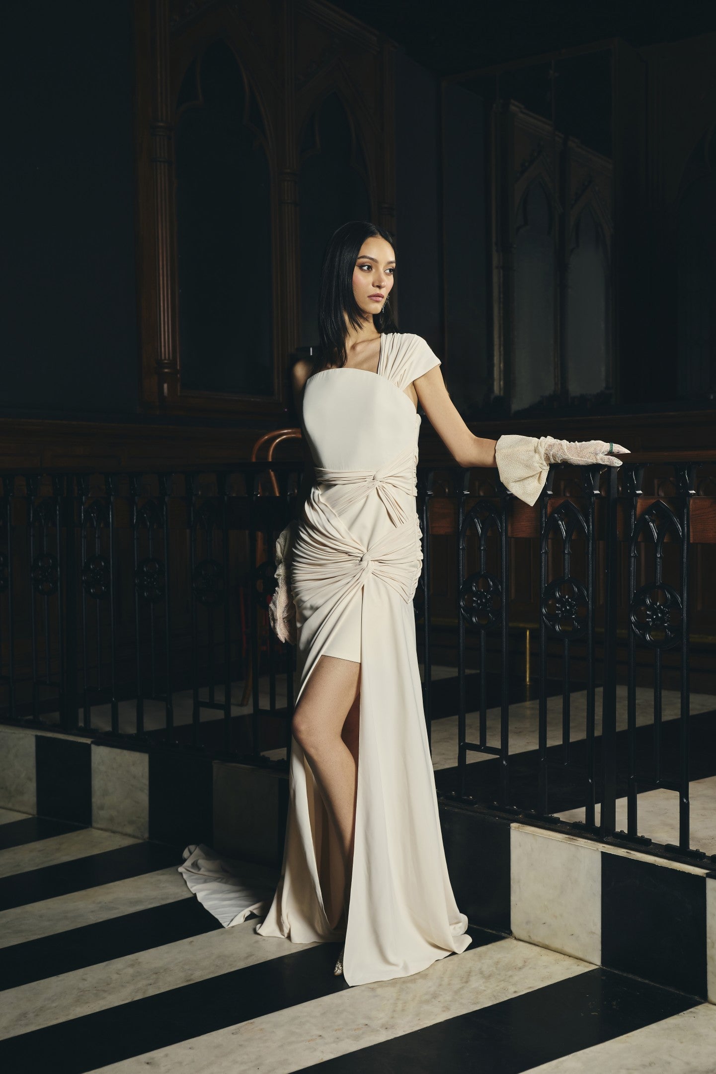 Ruched Drape Gown