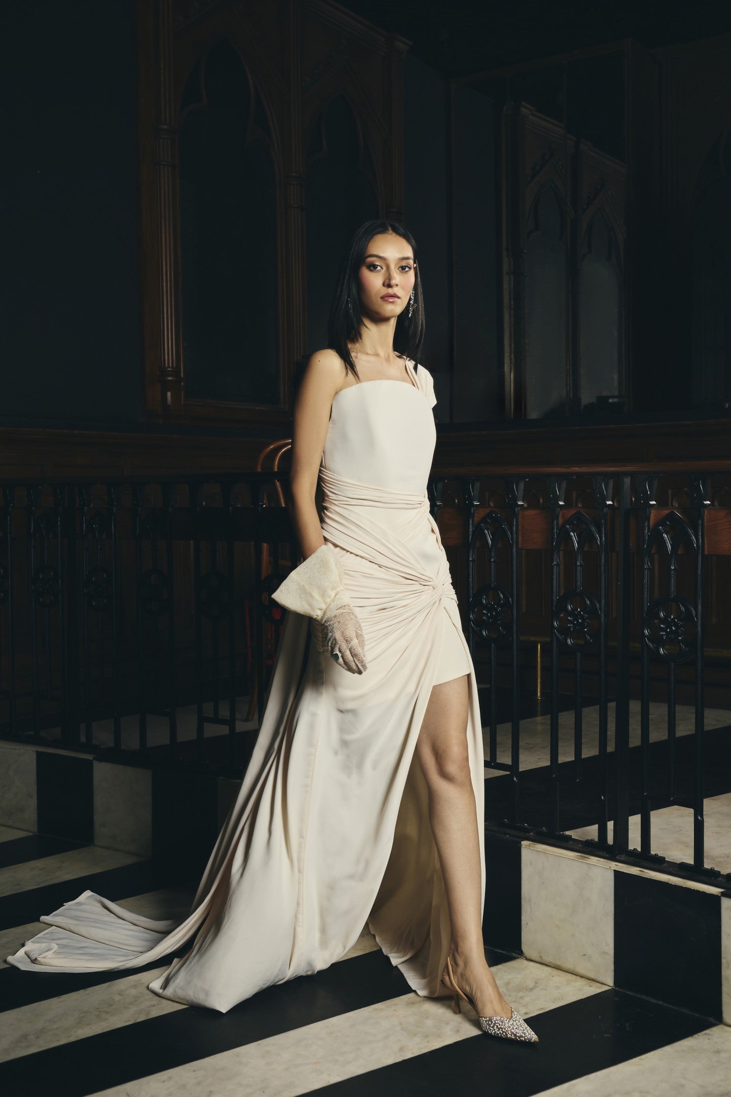 Ruched Drape Gown