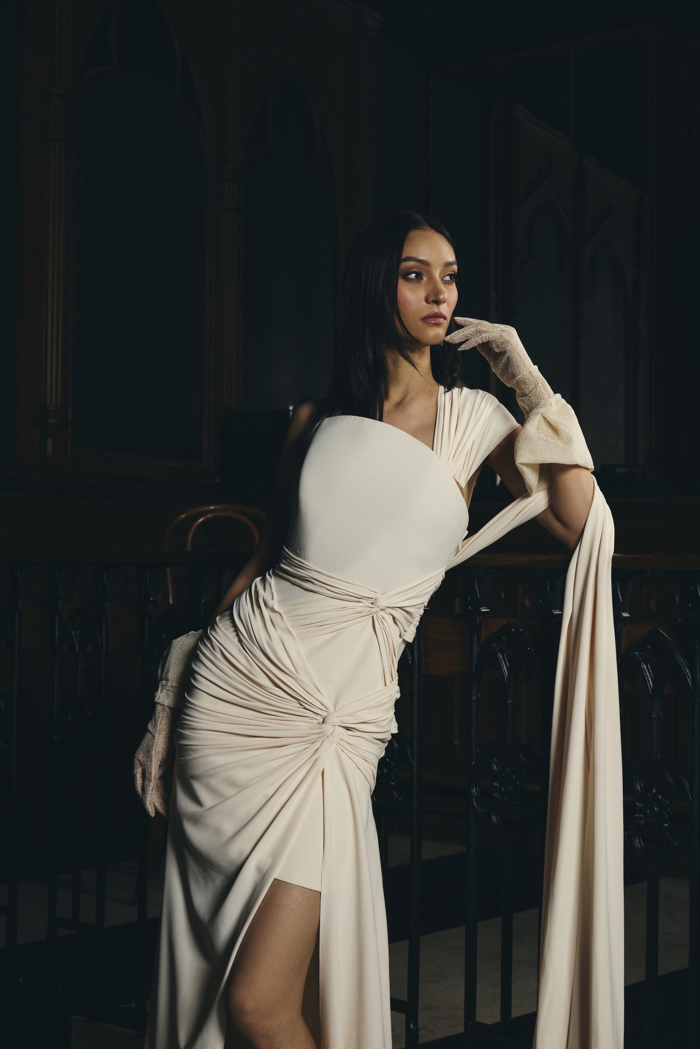 Ruched Drape Gown