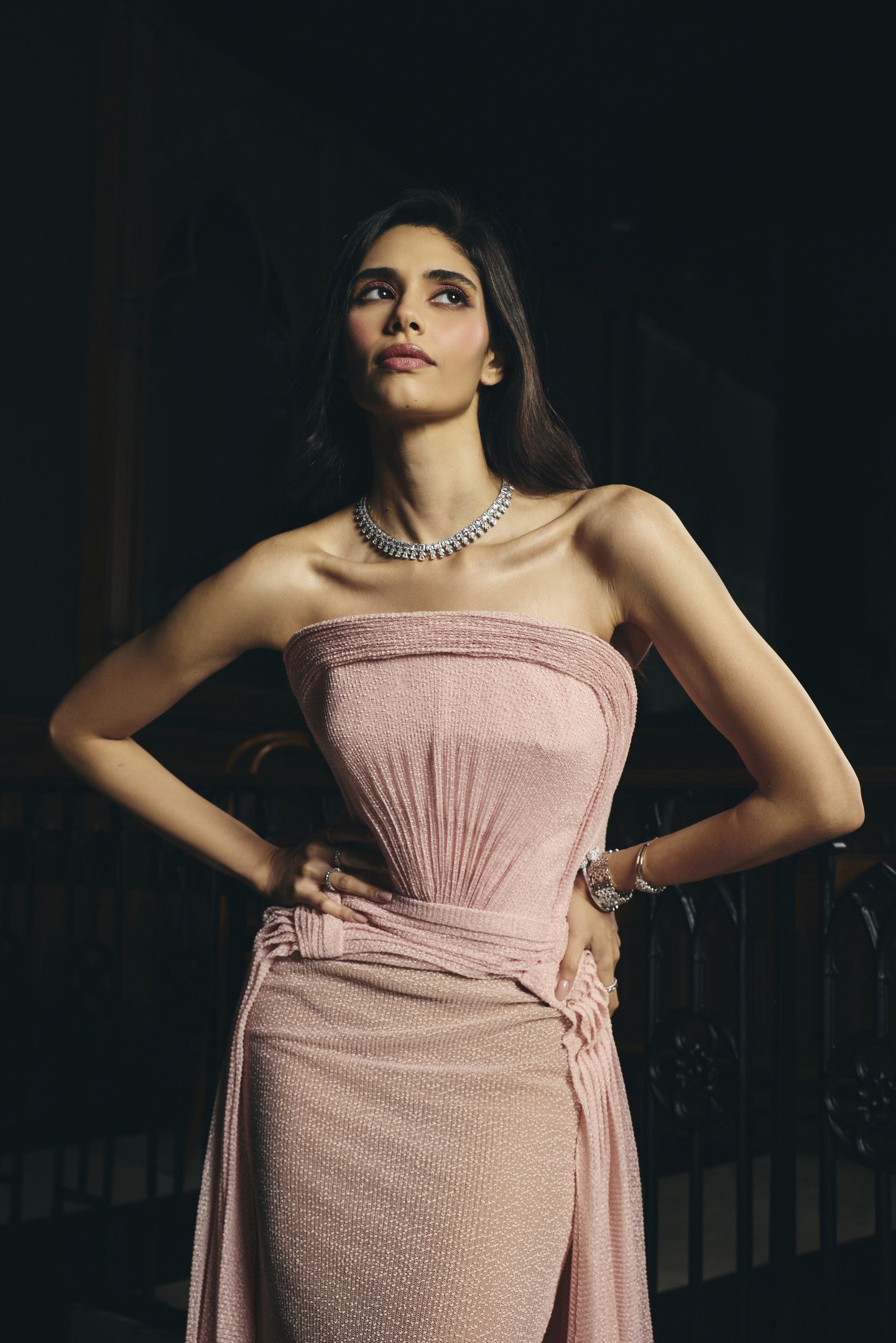 Sheer Pleated Gown