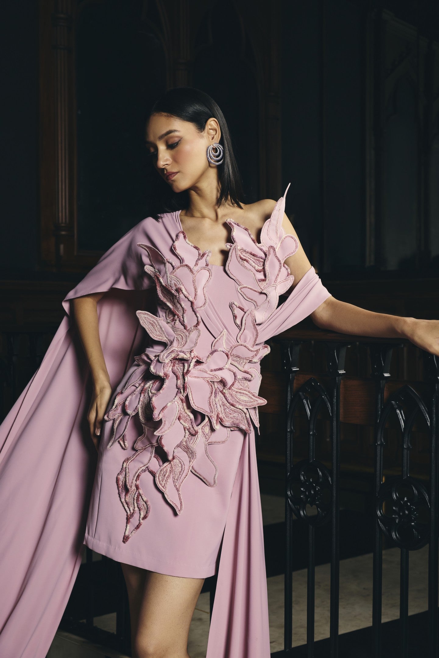 One Shoulder Petal Dress