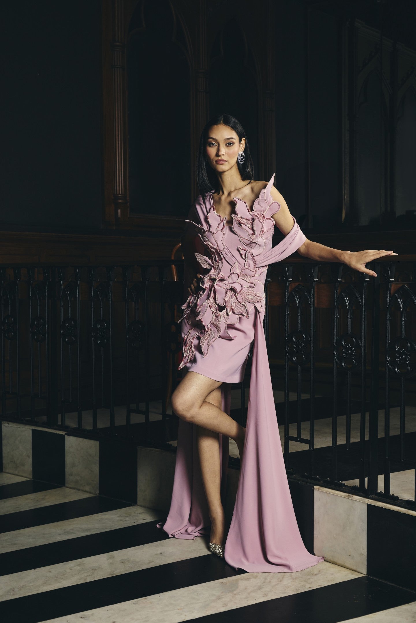 One Shoulder Petal Dress