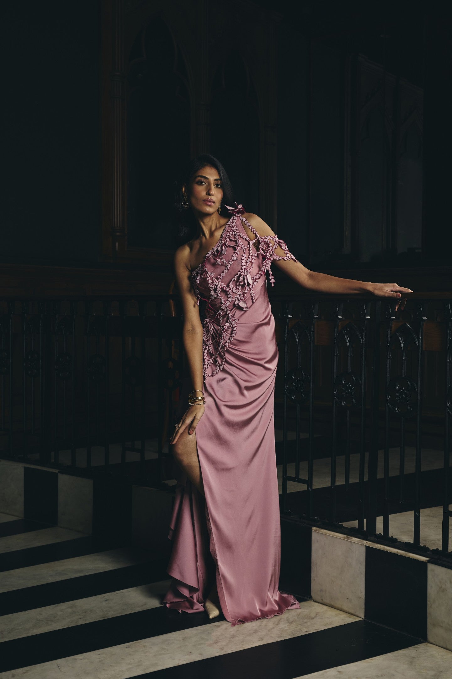 Soft Draped  Appliqué Gown