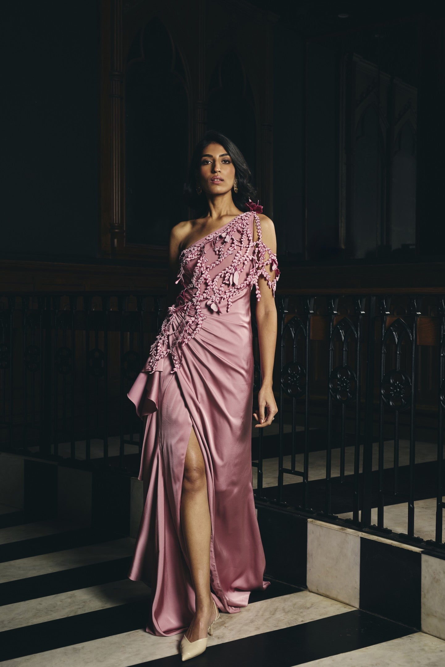 Soft Draped  Appliqué Gown