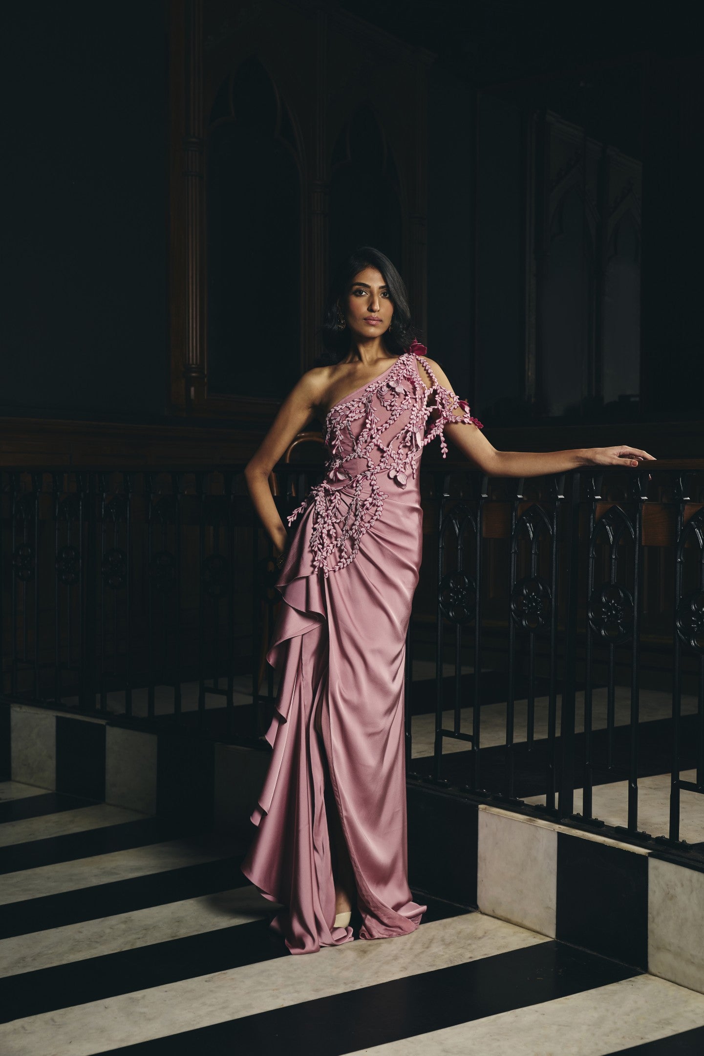 Soft Draped  Appliqué Gown