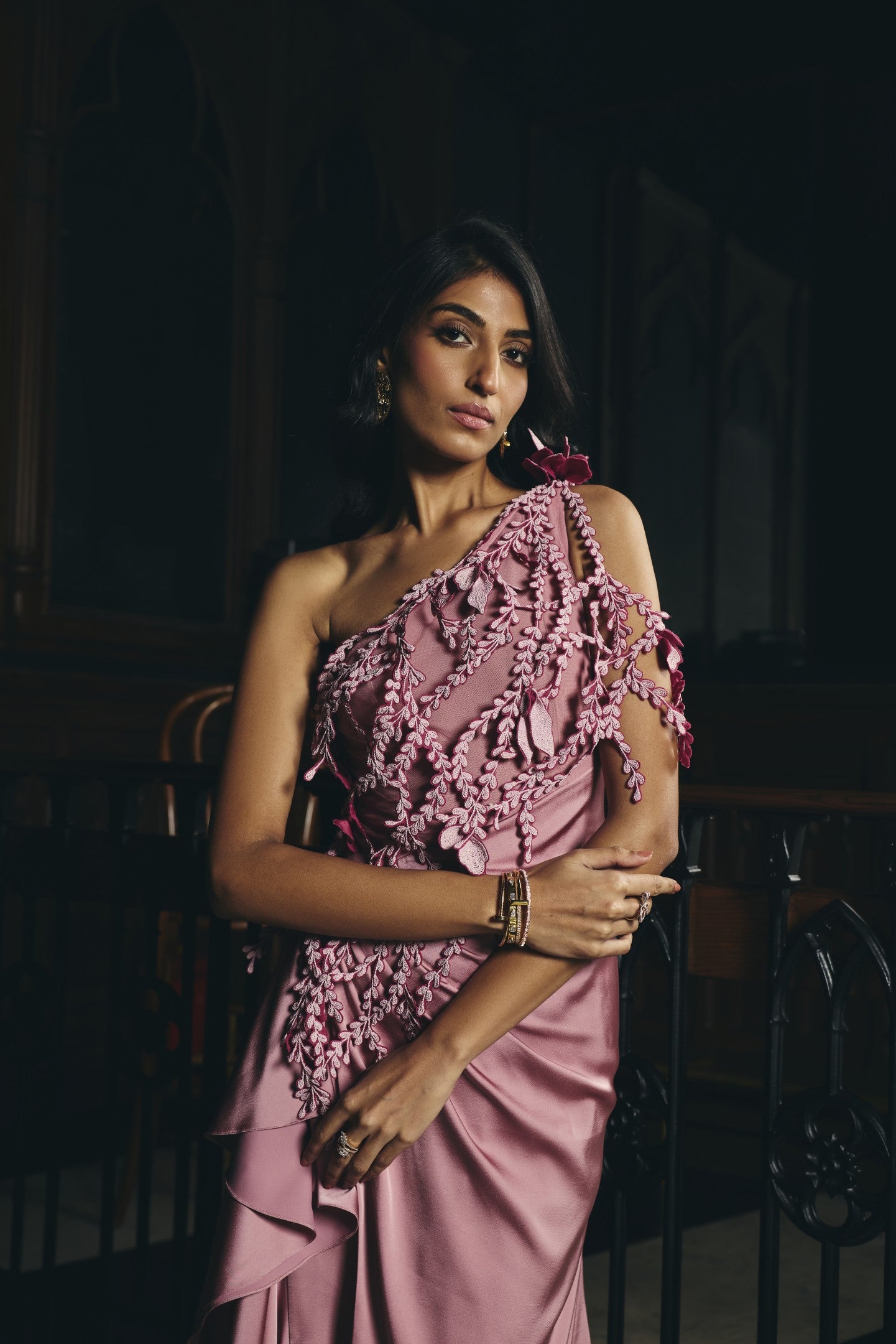 Soft Draped  Appliqué Gown