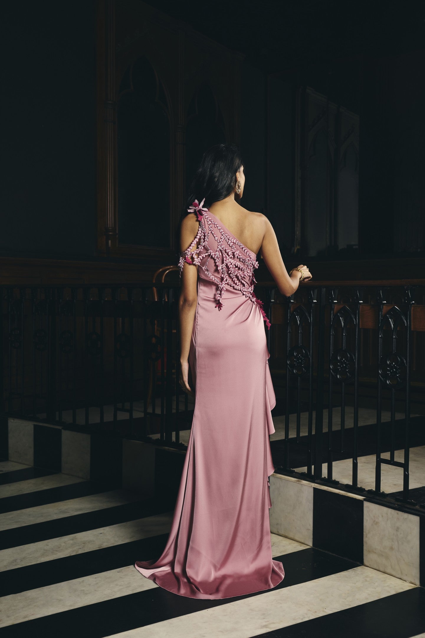 Soft Draped  Appliqué Gown
