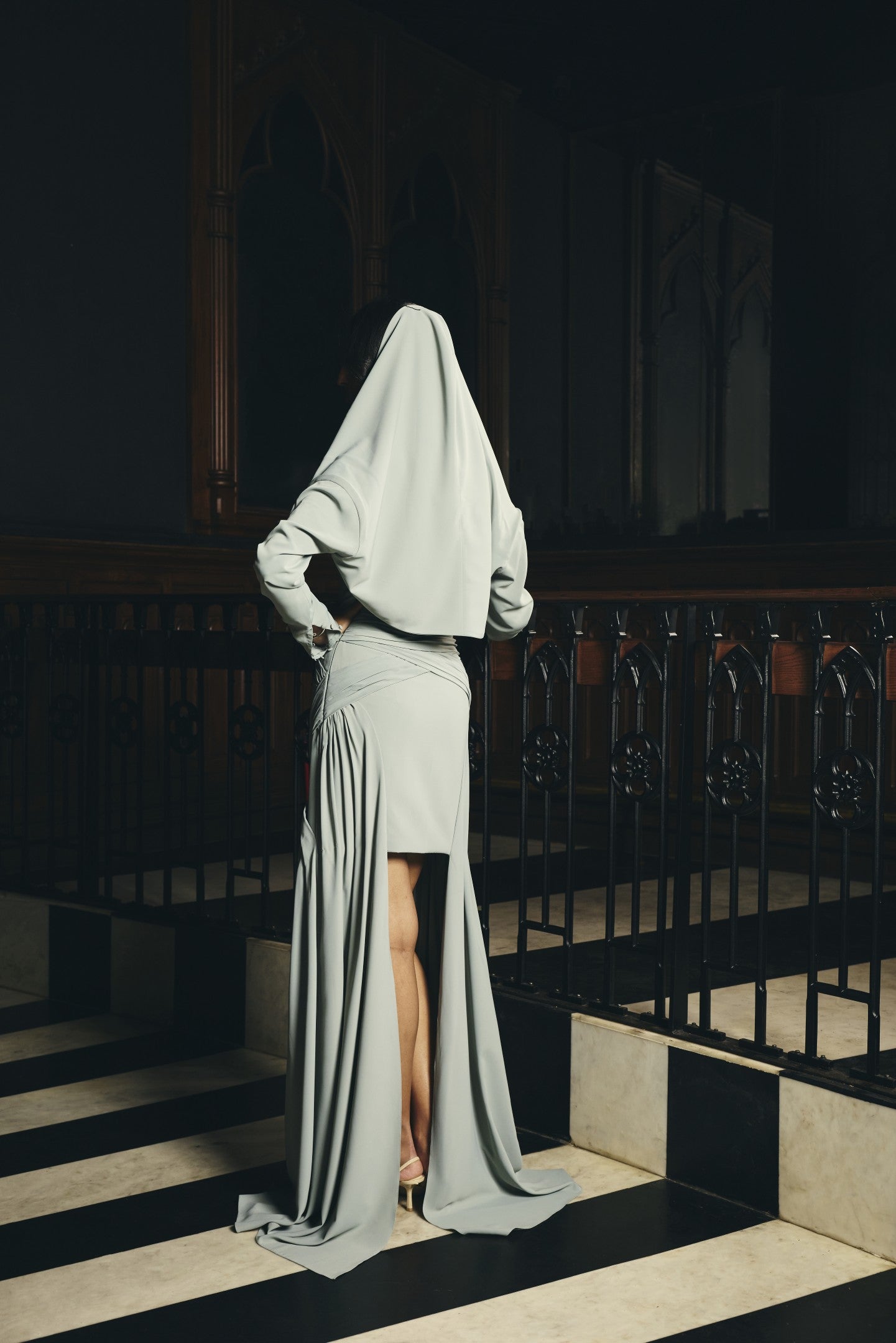 Sculpted Dress with Overlay