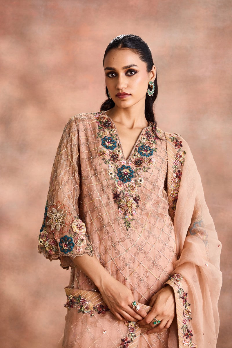 Floral Lattice Kurta Set