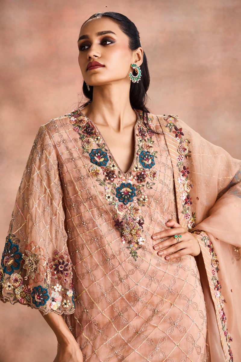 Floral Lattice Kurta Set
