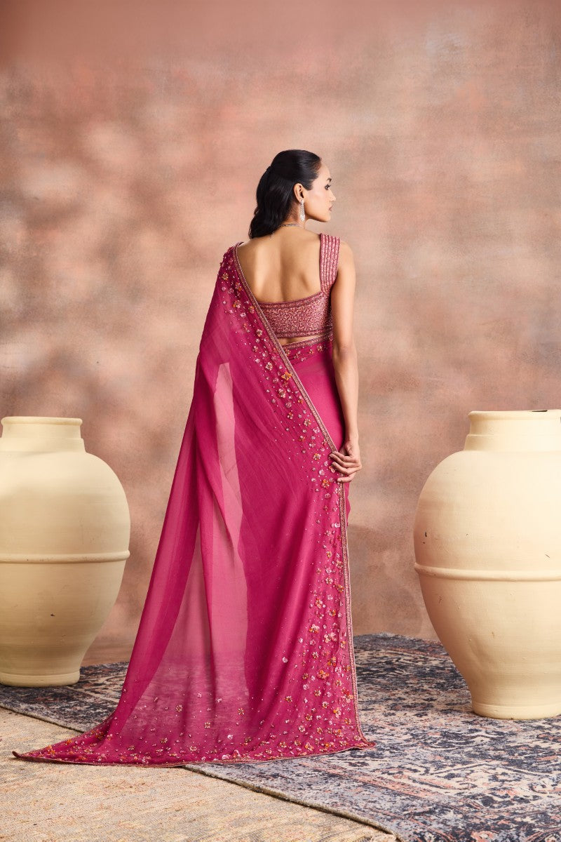 Embellished Sheer Saree set