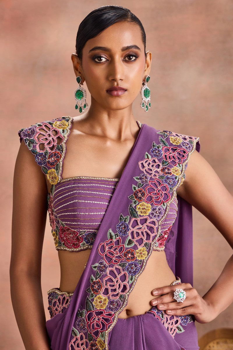 Cutwork Floral Saree Set