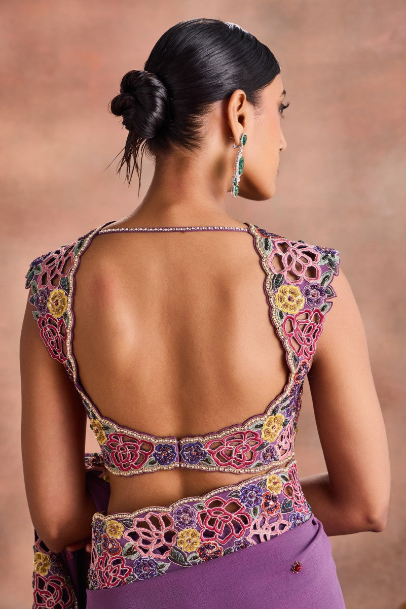 Cutwork Floral Saree Set