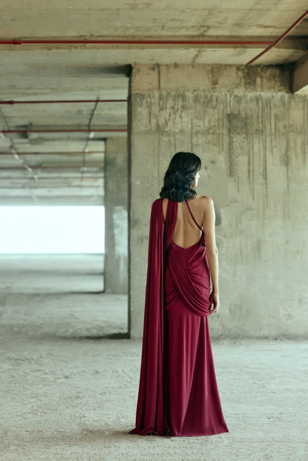 Garnet draped gown