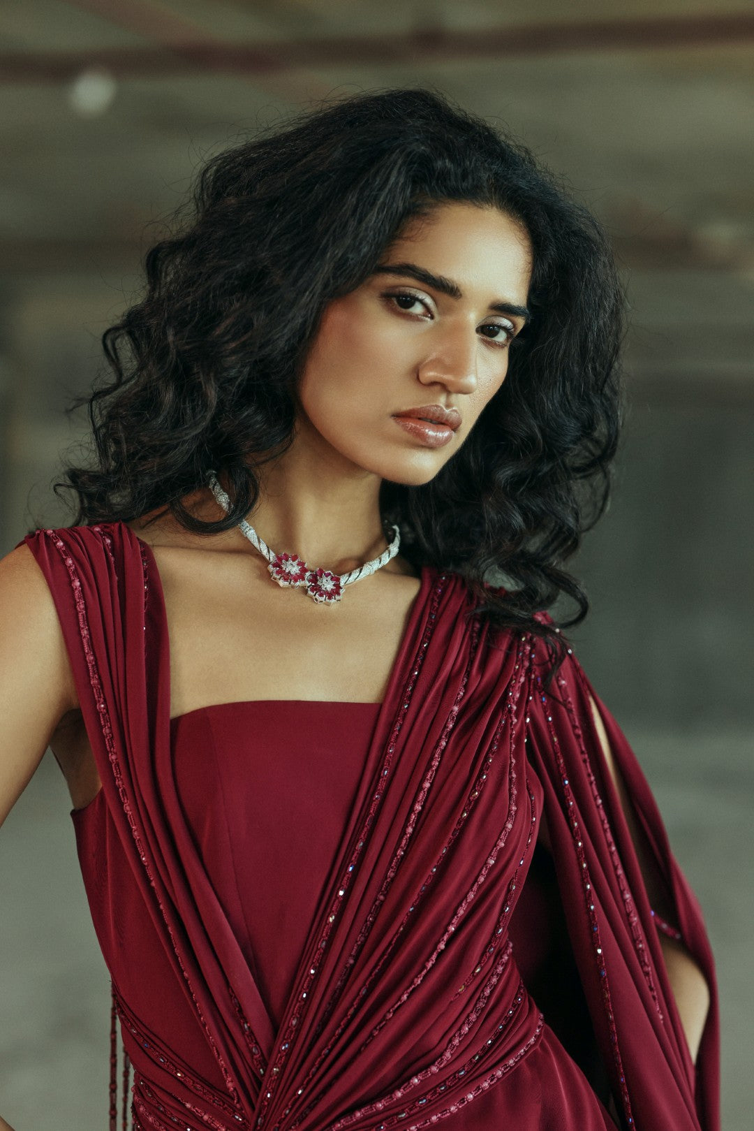 Draped Embellished gown