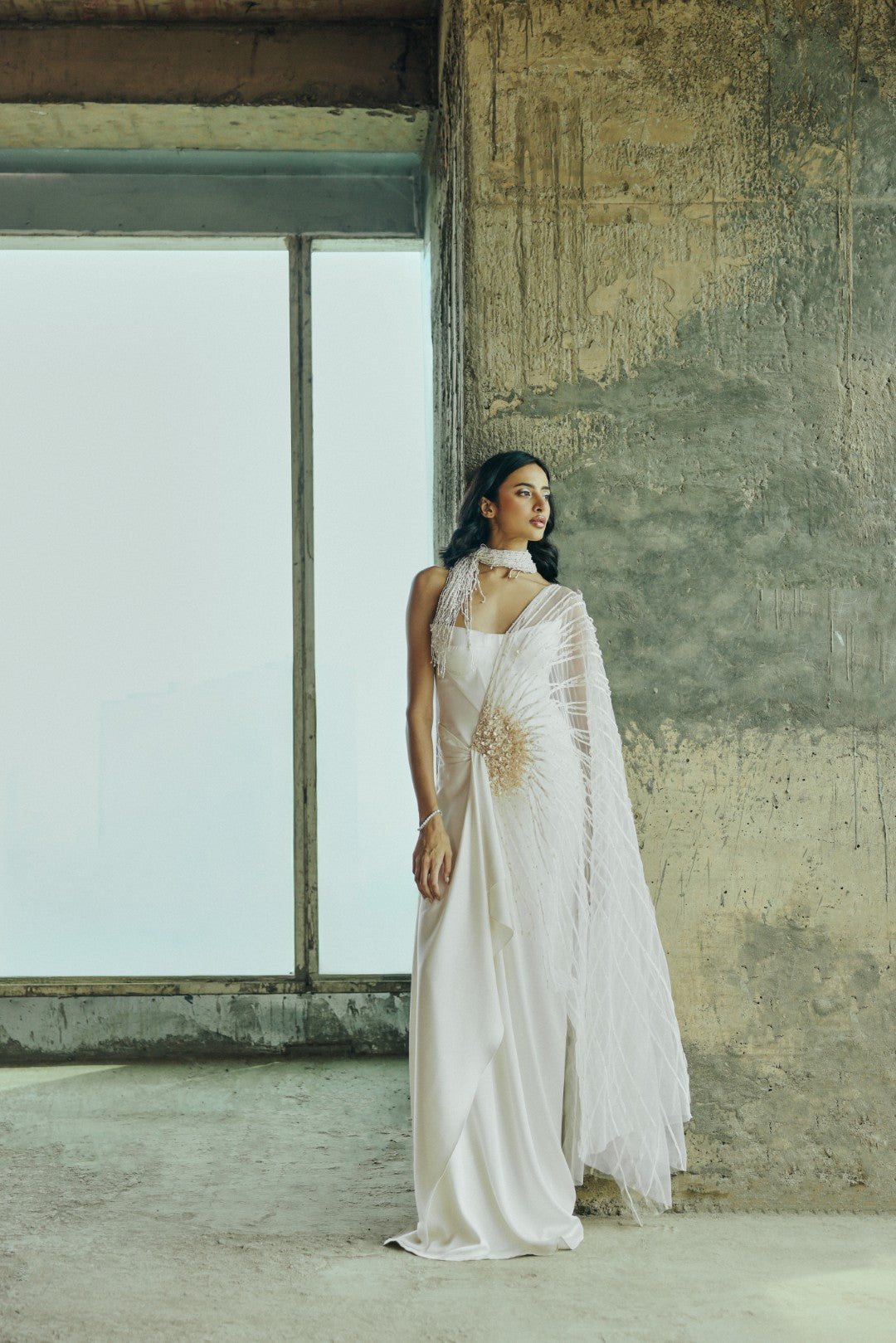 Sheer overlay gown