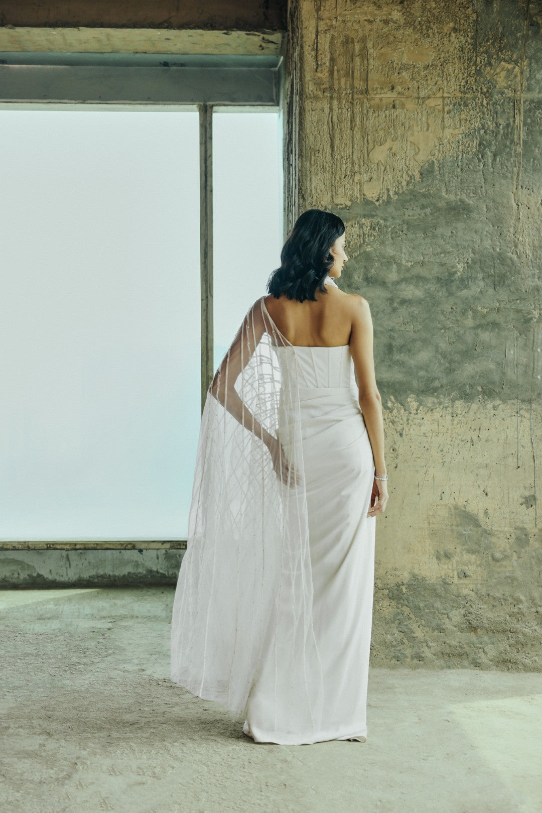 Sheer overlay gown