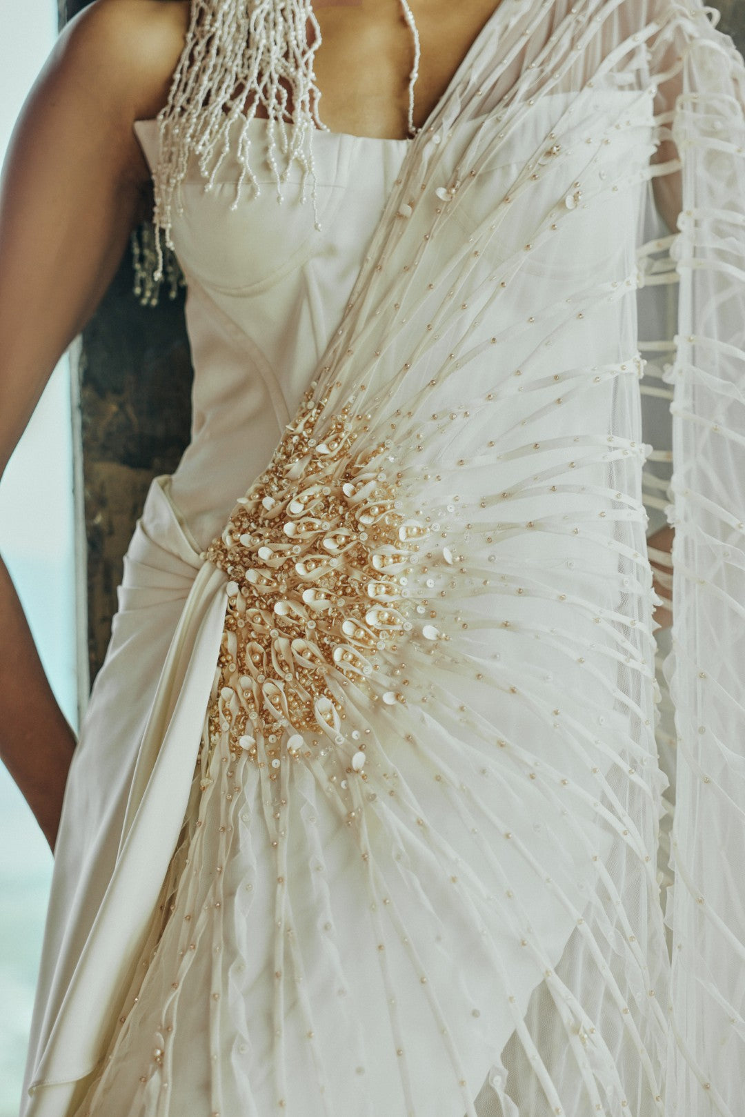 Sheer overlay gown