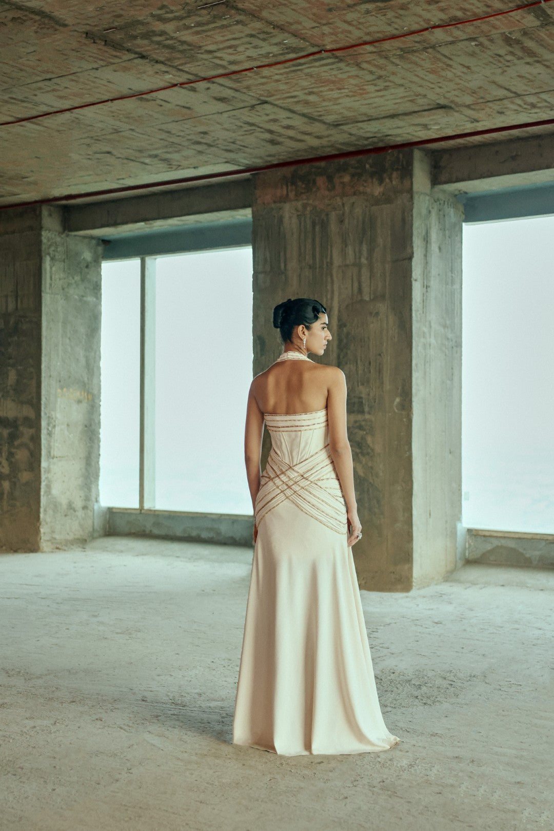 Draped halter dress