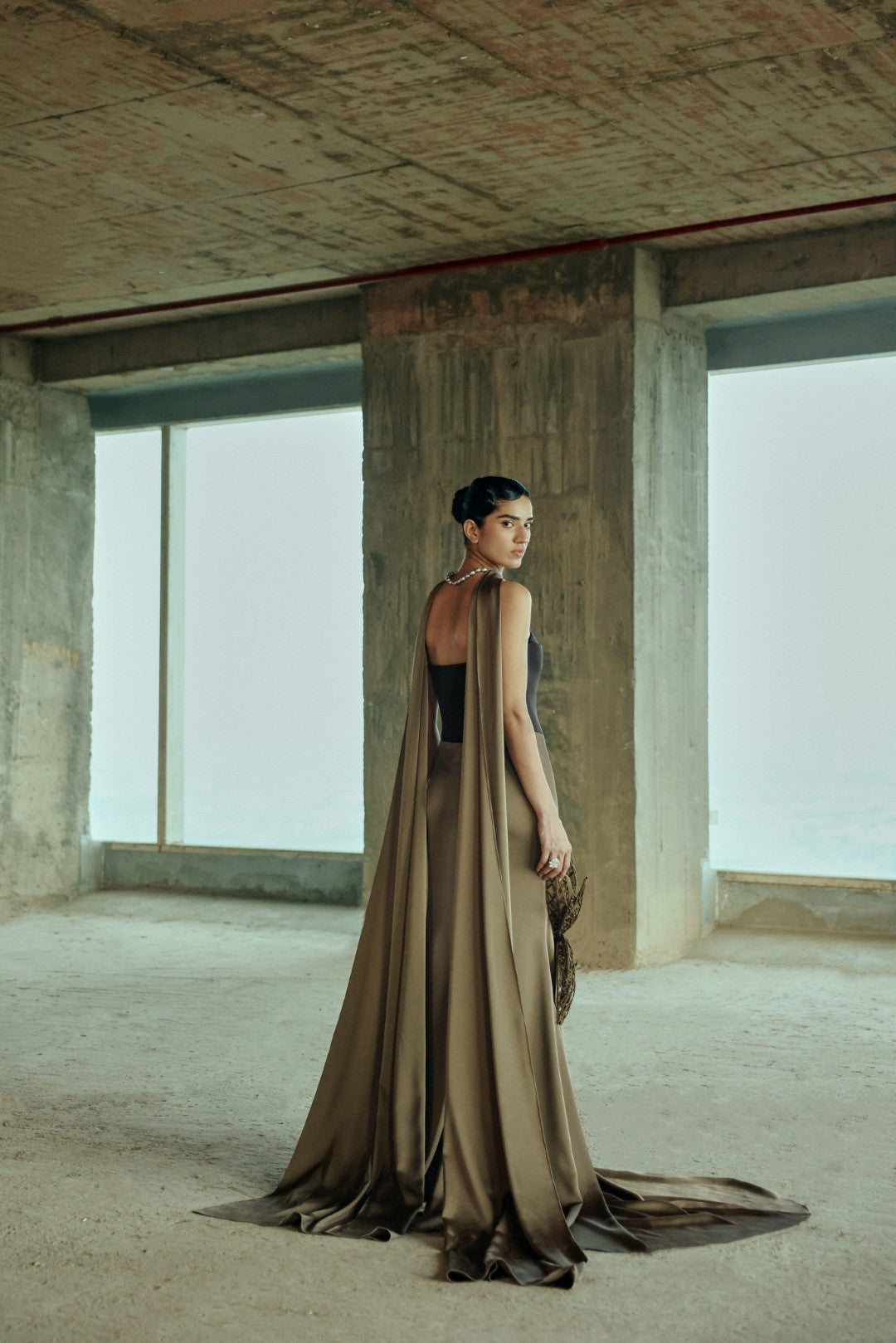 Sculpted drape gown